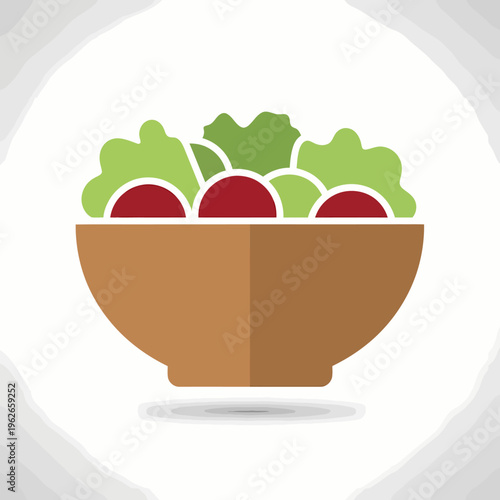 A fresh and healthy salad in a bowl. The salad consists of fresh green lettuce and juicy red tomatoes, creating a colorful and appetizing image.