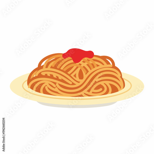 A plate of delicious spaghetti, topped with a flavorful sauce, ready to eat