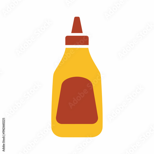 Mustard bottle with yellow body and brown cap