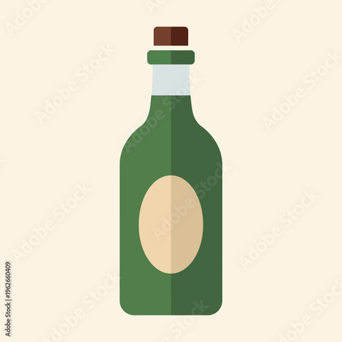 A stylized bottle with green glass and a cork