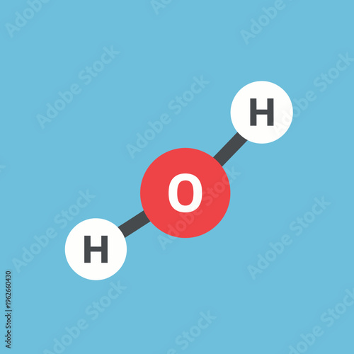An illustration of a water molecule, also known as H2O, showcasing the chemical composition of water