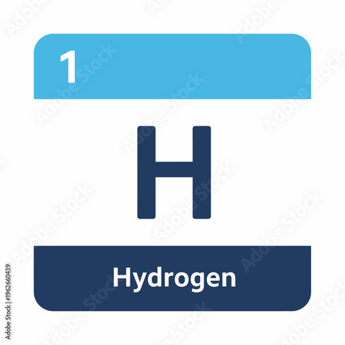 Hydrogen element icon showing the symbol H along with its name Hydrogen and atomic number 1