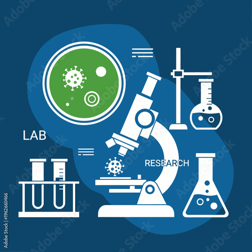 Microscope and lab equipment related illustration