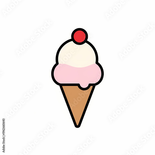 A delicious ice cream cone with two scoops of flavor, topped with a cherry