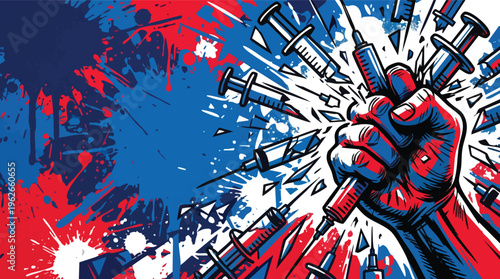 Anti Drug Day Abstract Background with Broken Syringe Patterns