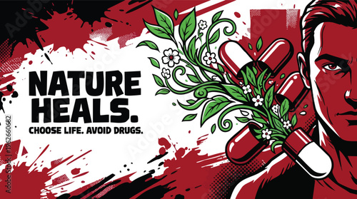 Anti Drug Day Concept Natural Healing from Medication