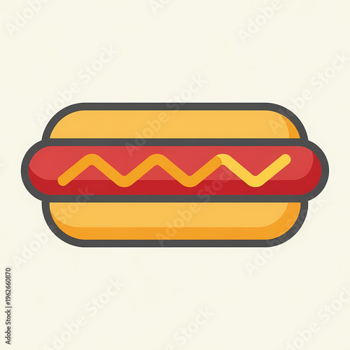 A vibrant hot dog with mustard