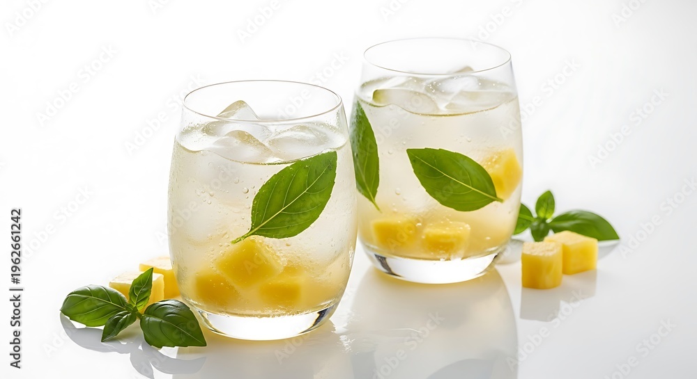 Fototapeta premium Refreshing Lemon and Mint Infused Water in Glasses.