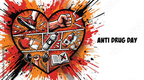 Campaign Art Promoting Drug Free Healthy Lifestyle with Vibrant Heart