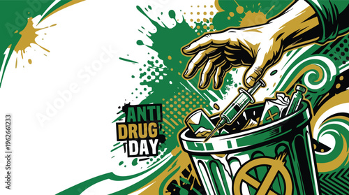Anti Drug Day Concept Promoting Healthy Lifestyle and Rejecting Substance Abuse