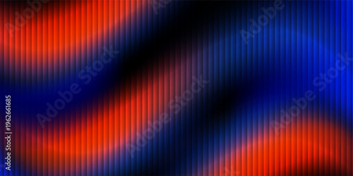 Abstract ribbed texture vibrant color spectrum deep blue to orange pink soft light transitions dark