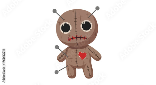 Voodoo doll illustration, vector style graphic, for witchcraft, halloween, magic, and spiritual themes.
