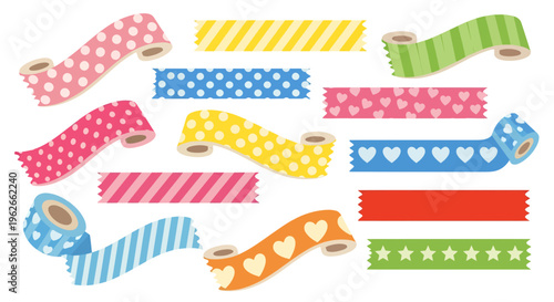 Washi tape rolls, illustration, vector style graphic, craft design elements, scrapbooking