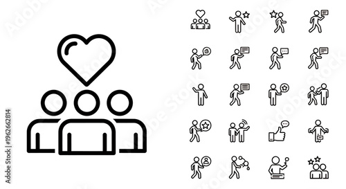 Family Support and Community Togetherness Illustration with People Icons.