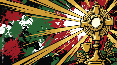 Corpus Christi Monstrance Chalice Grapes Wheat Graphic Design