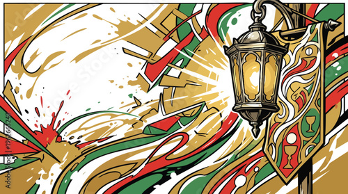 Corpus Christi Lantern and Banner Abstract Background