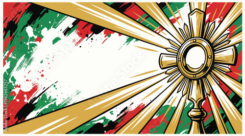 Monstrance with Rays Minimal Corpus Christi Celebration Visual Fan Design