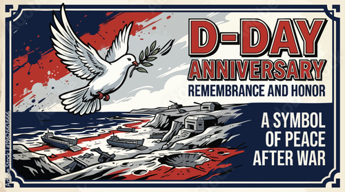 Dove Flying over Battlefield Symbolizing End of Conflict and Peace After War