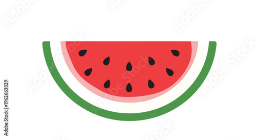 Watermelon Slice Vector Illustration, Flat Design, Summer Fruit Concept