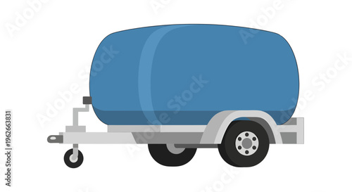Water Tank Trailer Image, Vector Illustration, for Agriculture and Transportation