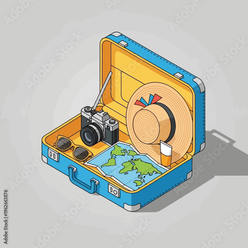 Travel and tourism conceptual luggage illustration.