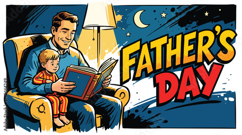 Father Reading Book to Child at Bedtime Warm Family Scene