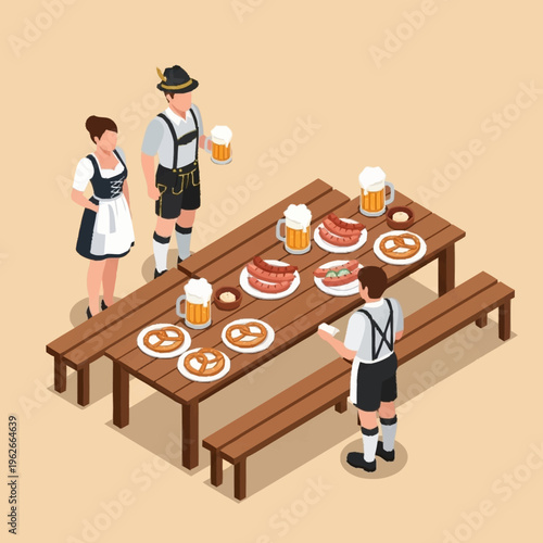 Traditional German beer garden picnic scene.