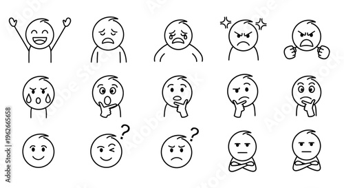 A set of various emoticon faces.
