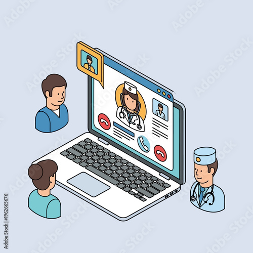 Online telemedicine consultation with doctor.