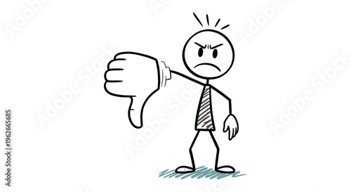 A cartoon man in a tie shows disapproval.