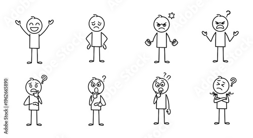 stick figure people with various expressions.