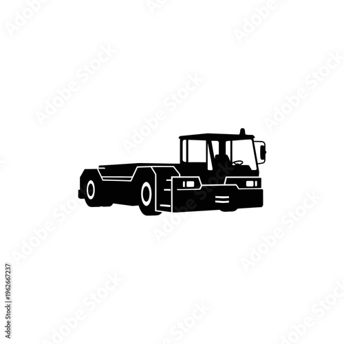 Minimalist illustration of a tow tractor or pushback tractor for aircraft ground support operations, a common sight at airports for moving planes