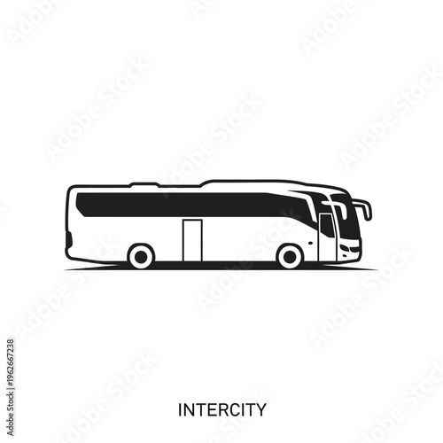 Sleek vector illustration of a modern intercity bus, ideal for long-distance road travel and public transport. A clean graphic representing efficient transit services and comfortable journeys