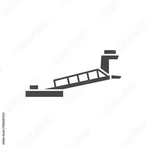 Icon depicting a ramp or elevated pathway, symbolizing access, construction, or a gradual incline