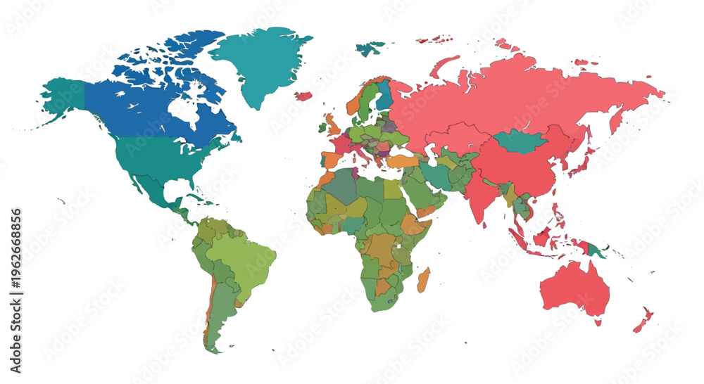 Fototapeta premium World Map Image, Photography, Global Illustration, Countries, Geography, Travel, Earth, Globe, Continent, Vector