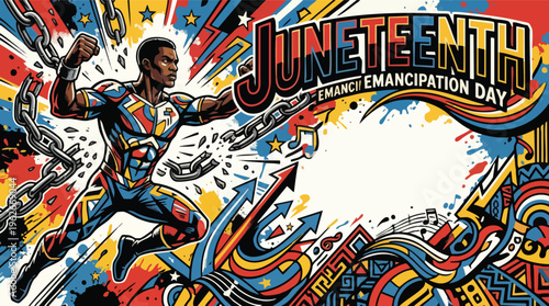 Juneteenth Emancipation Day Abstract Graphic with Freedom Symbolism