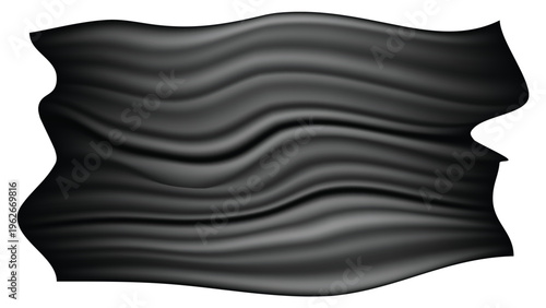 Abstract black wavy form resembling draped fabric or ribbon