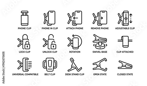 Versatile phone clip system with locking and swivel features