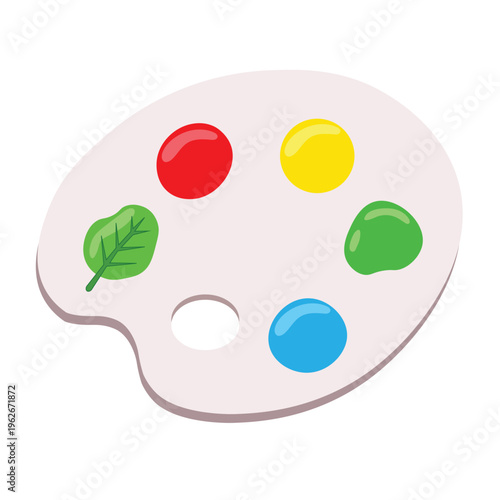 Artistic Paint Palette with Colorful Swatches Flat Vector Illustration for Web