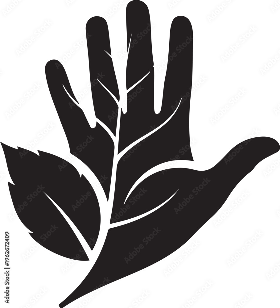 Obraz premium Hand with leaf and dove peace symbol