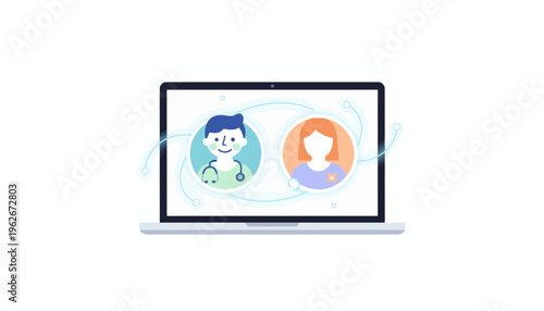 Digital Telehealth Consultation with Online Doctor and Patient on Laptop Screen, Facilitating Virtual Medical Care and Remote Healthcare Access for Modern Connectivity