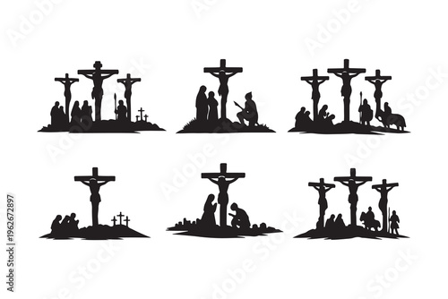 silhouette of crucifixion of jesus