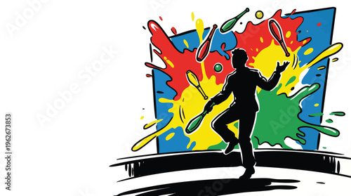 Juggling Silhouette Performance Illustration World Juggling Day Concept