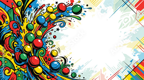 Colorful Spheres and Swirls Abstract Background for Juggling Day Celebration Fun