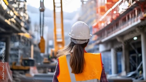 Female Industrial Supervisor | Woman at Construction or Factory Site | Safety Vest Professional