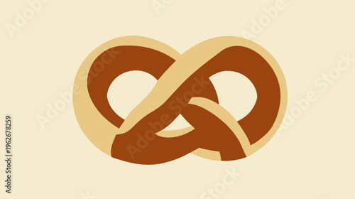 A simple, flat design depiction of a pretzel, set against a light-yellow background