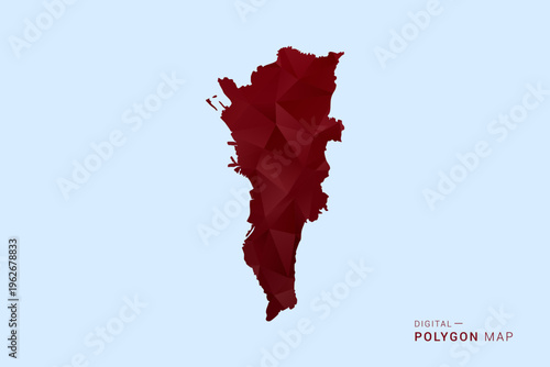 Manila Map - Low poly polygon map in deep red gradient on light blue background, modern minimal geometric design, vector illustration with faceted triangulated style.