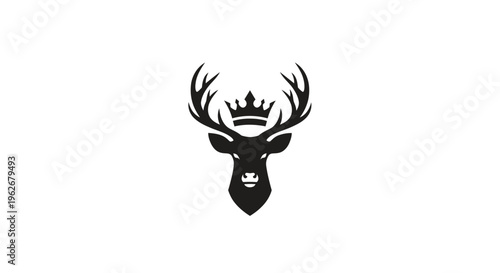 Majestic Stag Head Silhouette with Crown Icon