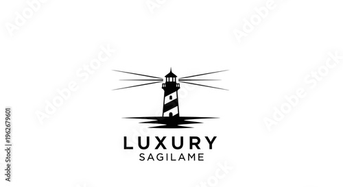 Lighthouse Silhouette Logo with Text 'Luxury Sagilame' on White Background