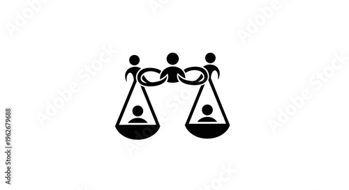 Justice Scales with Connected People Icons Symbolizing Equality and Fairness